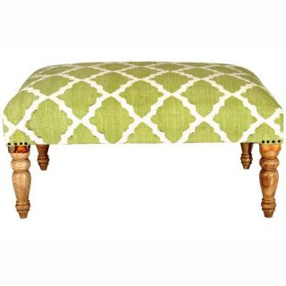 Hand upholstered Moroccan Trellis Green Wood Bench Today $340.99