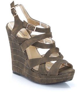 Qupid Enrich 05 Platform Wedge Sandal   Khaki 9 Shoes