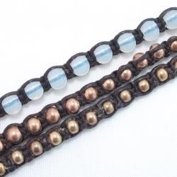 Moonstone Brass Beads Chic Medley 3 strand Bracelet (Thailand