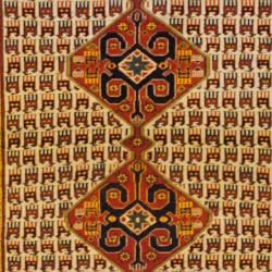 Persian Tribal Kurdish Ivory/ Rust Wool Rug (4 x 6)