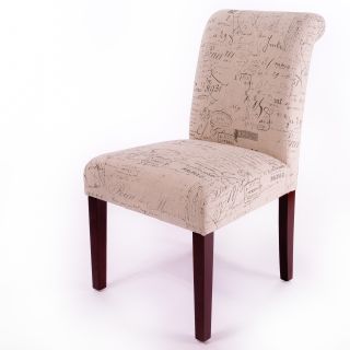 Beige Printed Linen Dining Chairs (Set of 2)