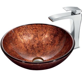 Mahogany Moon Vessel Sink in Copper with Chrome Faucet
