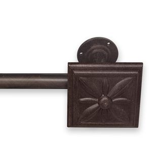 Adjustable Curtain Rod Set with Floral Finial