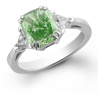 14k White Gold 2 3/5ct TDW Green and White Color Enhanced Diamond Ring