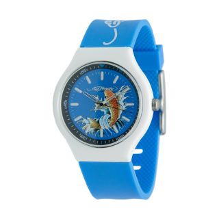 Ed Hardy Unisex Neo Blue/Silvertone Watch with Silicone Strap Today: $