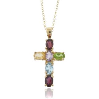 Gem Jolie 18k Gold Overlay Multi gemstone Cross Necklace Today $16.29