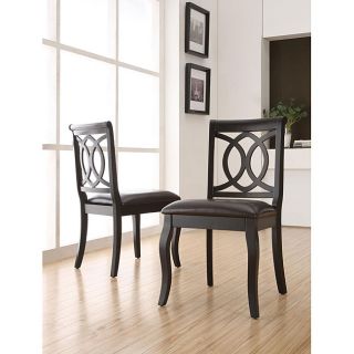 Havana Black Scroll back Faux Leather Chairs (Set of 2)