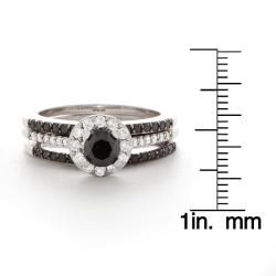 14k White Gold 1ct TDW Black and White Diamond Bridal Ring Set (I J