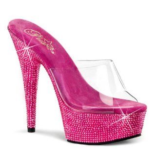 Inch Womens Sexy Shoes Pink Rhinestone Platform Slides Sandals Shoes
