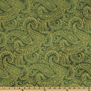 44 Wide Holiday Magic Paisley Green Fabric By The Yard