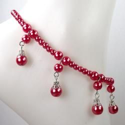 Cranberry Pearl and Clear AB Crystal Wedding Jewelry