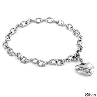 Stainless Steel Polished Heart Charm Bracelet