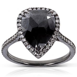 14k Gold 3 1/2ct TDW Certified Black and White Diamond Ring (J K, I1