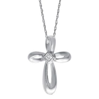 14k White Gold Princess cut Diamond Cross Necklace MSRP $250.00 Today