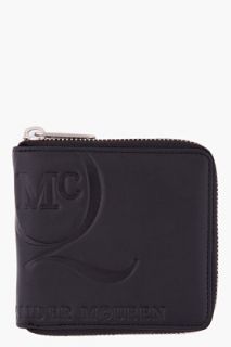 McQ Alexander McQueen Black Logo Embossed Zip Wallet for men