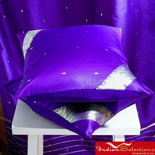 Set of Two Sari Fabric Purple Decorative Pillow Covers (India