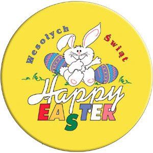Button   Wesolych Swiat, Happy Easter Bunny Patio, Lawn