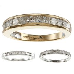 10k White or Yellow Gold 1ct TDW Channel Princess Eternity Band (H I