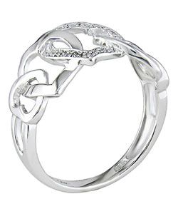 14k Gold .07ct TDW Diamond Interlocking Hearts Ring