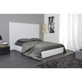 SKIN Lit 160x200 blanc   Tête de lit surpiqûre ton sur ton   Design