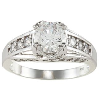 14k White Solid Gold 2 1/2ct TGW Round cut Cubic Zirconia Cocktail
