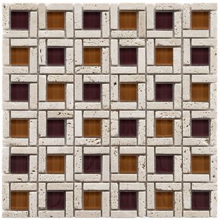 Somertile Reflections Cubic Sienna Glass/ Stone Mosaic Tiles (Pack of