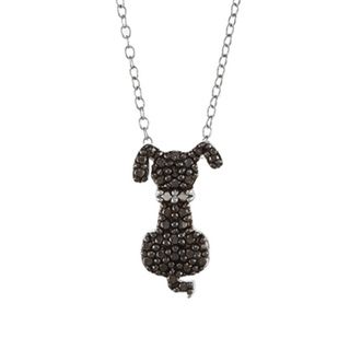 DB Designs Sterling Silver Black Diamond Accent Dog Necklace