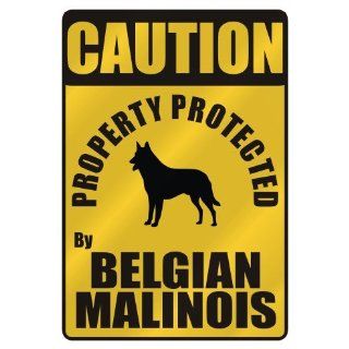 CAUTION  PROPERTY PROTECTED BY BELGIAN MALINOIS  PARKING SIGN DOG