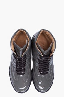 MM6 Maison Martin Margiela Dark Grey Patent Leather Sneakers for women
