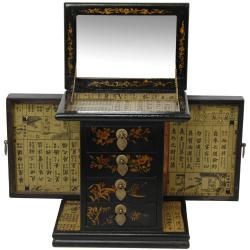 Black Lacquer Standing Mirror Jewelry Box (China)