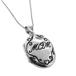 Sterling Silver Oval Mom Locket Necklace