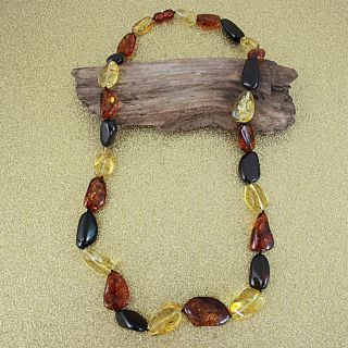 Multicolor Faceted Amber Hand tied Necklace (Lithuania)