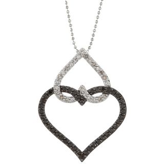 14k Gold 5/8ct TDW Black and White Diamond Heart Necklace (J K, I2 I3
