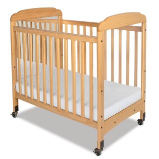 Serenity Natural Mirrored End Fixed Side Compact Crib with Mattress