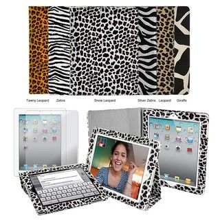 Apple iPad 2 Animal Print Folding Stand Case with Screen Protector