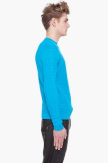 Raf Simons Blue Ribbed Sweater for men