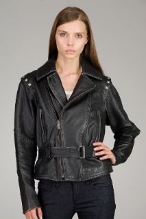 Diesel Byston Black Leather Jacket for women