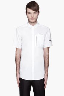 Alexander Wang White Black trimmed Multi Pocket Shirt for men