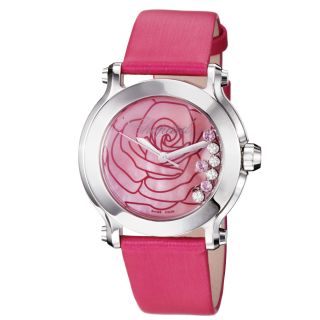 Chopard Womens Happy Sport Round Pink Mother of Pearl Dial Watch