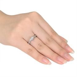 Miadora 14k White Gold 1/2ct TDW Diamond and Pink Sapphire Ring (H I