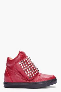 Jeffrey Campbell Red Prism Studded Sneakers for men