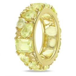 Miadora Yellow Silver Multi shaped Lemon Quartz Fashion Ring